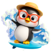 Surfing Penguin gift